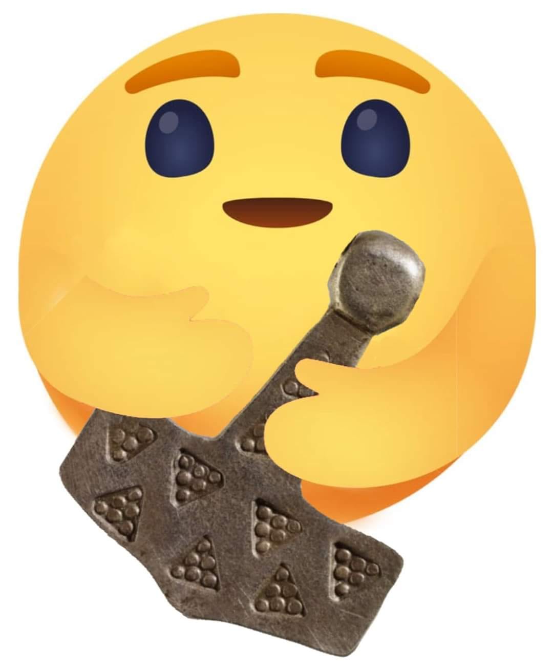 The meme is a representation of a person with a thought bubble, but the face is replaced with a puzzled emoji. The thought bubble is filled with a medieval-style sword, implying that the person is contemplating a complex or mysterious problem.